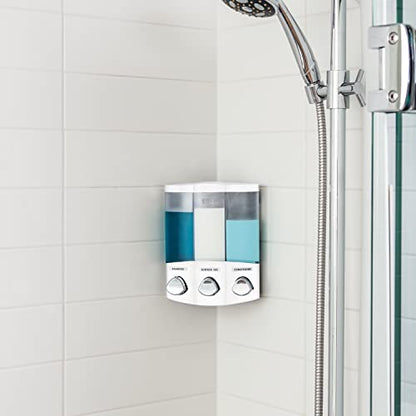 Better Living Products, White 76354 Euro Series Trio 3-Chamber Soap and Shower Dispenser (Pack of 6) - size: 3-Chamber (Pack of 6)