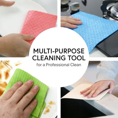 Swedish Wholesale Dishcloths Reusable 8" x 7" Sponge Cloths, Bulk 10 Pack of High Absorbent Cellulose Dish & Kitchen Cleaning Hand Towels, Wring to Dry & Machine Wash, Odor Resistant, Blue - color: Blue