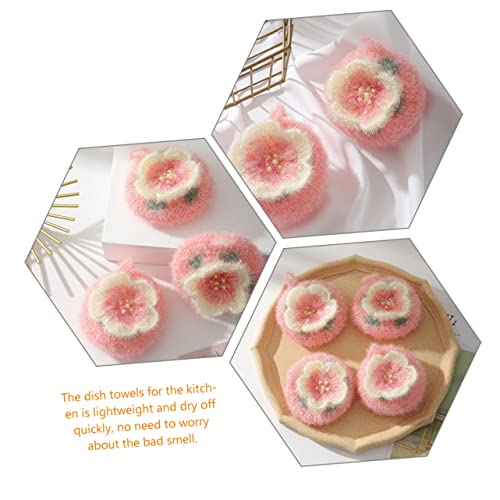 Beaupretty Flower Shaped Dish Towel Set Absorbent Kitchen Cleaning Cloth Dual-Sided Scouring Dishcloth for Tableware for Household Washing and Scrubbing