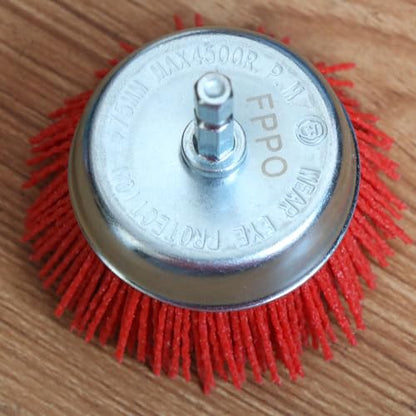 FPPO 3Pcs 3 Inch Assorted Cup Brushes Abrasive Wire Nylon Cup Brush for Drill,Grit 80 120 320 with 1/4" Shank,Rotary Brushes for Machines - style: mix3pcs