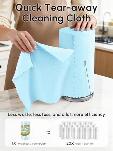 Microfiber Cleaning Cloths Roll, 75 Pack Tear Away Microfiber Towels Roll, 12" x 12" Lint Free Rags, Reusable Cleaning Cloths, Washable, Scratch Free,Ultra Absorbent Dish Rags(Blue) - color: Blue, size: 75 pack