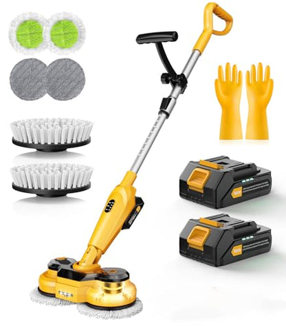 qimedo 6000mAh Battery Cordless Electric Mop M3, 800RPM Electric Power Scrubber & Mops for Floor Cleaning, Automatic Spin Mops with Smart Display,Rotating Mop with LED Light & Water Spray