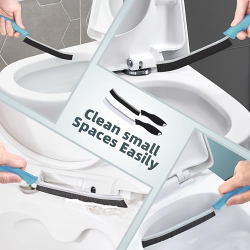 TQRR Toilet Brush, 4Pcs Bathroom Cleaning Brush, Toilet Scrubber, Deep Toilet Bowl Brush with Hanging Hole, Multifunctional Gap Cleaning Brush, Bristles for Kitchen Sinks, Tub,Shower (4, Light Blue) - color: Light Blue