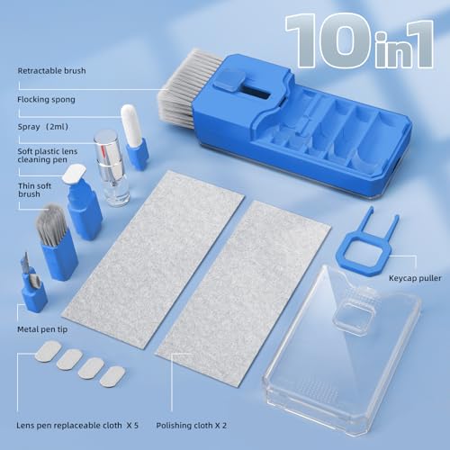 All-in-1 Keyboard Cleaner and Laptop Cleaning Kit - Professional Computer Screen-Safe Tools for MacBook and Electronics - Portable Brush Set for Gamers and Remote Professionals, SkyBlue - color: SkyBlue