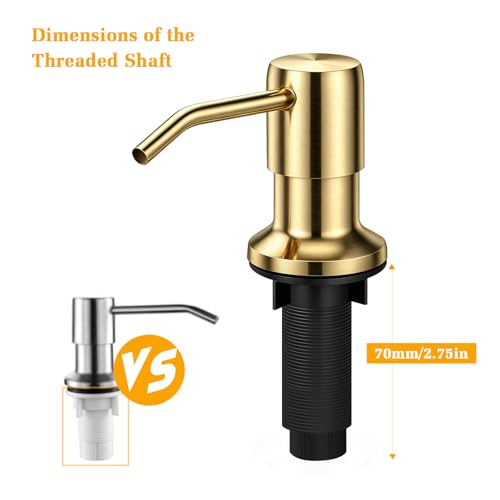 Soap Dispenser for Kitchen Sink, Built in Sink Soap Dispenser Lotion Dispenser with 17 OZ Bottle, Refill from The Top Bar Sink Soap Dispenser, Gold - color: Golden 01, size: Comes with 17 OZ Bottle