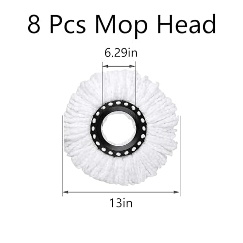 Mop Head Replacement,360° Spin Mop Replacement Head,Round Mop Head Microfiber Refills,8 Pack