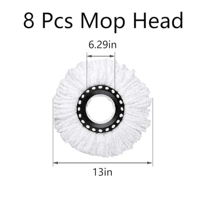 Mop Head Replacement,360° Spin Mop Replacement Head,Round Mop Head Microfiber Refills,8 Pack