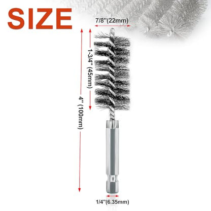 ASNOMY 5Pcs 7/8" Stainless Steel Bore Brush Set, Stainless Steel Bristles, Twisted Knotted, for Power Drill Cleaning - style: 5Pcs 22mm | 7/8" Inch