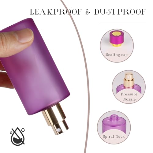 2pcs 50ml Glass Spray Bottle for Perfume,Refillable Travel Perfume Atomizer Bottles,Purple Portable Cologne Atomizer Empty Bottle.(Purple*2) - color: Purple*2