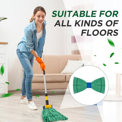 Hushee 6 Pack Large Microfiber Tube Mop Heads 18 oz Heavy Duty Commercial Industrial Wet Mop Head Refill Reusable Machine Washable Looped End Mopheads for Hardwood, Tile, Laminate Floors, Green - color: Green