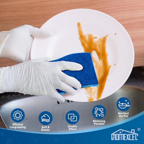 HOMEXCEL Sponges Kitchen 24pcs Non-Scratch for Dishes, Blue Scrub Cleaning Sponge for Non-Coated Cookware, Dishes, Pots, Pans, Dual Sided Dish Sponge for Kitchen, Household, Bathroom - color: Light Blue-s Shape