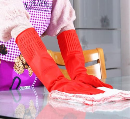 Rubber Cleaning Gloves Kitchen Dishwashing Glove 2-Pairs And Cleaning Cloth 2-Pack,Waterproof Reuseable.(Medium) - size: Medium