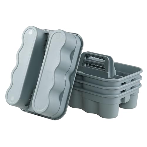 Ramddy Compartment Plastic Cleaning Caddy Basket, 4 Packs | Multipurpose, Commercial, Household Organizer Caddies
