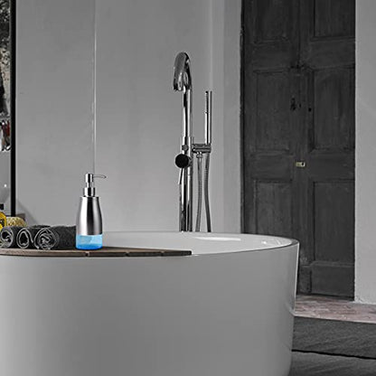 Non-Slip Soap Dispenser with Brushed Nickel Stainless Steel Case, Glass Liner, and Hand Pump for Kitchen/Bathroom. Refillable Liquid Soap Dispenser, 11oz/320ml Capacity. - color: Brushed Nickel, size: 300ml