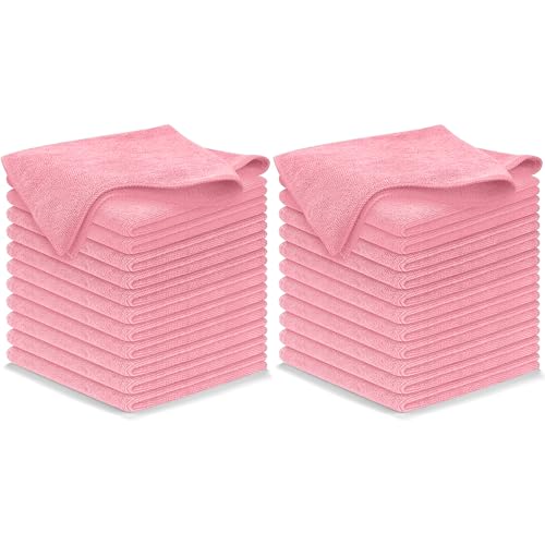 USANOOKS Microfiber Cleaning Cloth Light Pink - 24 Pcs 12.5"x12.5" - High Performance - 1200 Washes, Ultra Absorbent Towels Weave Grime & Liquid for Streak-Free Mirror Shine - Car Washing Cloth - color: Light Pink, size: Pack of 24
