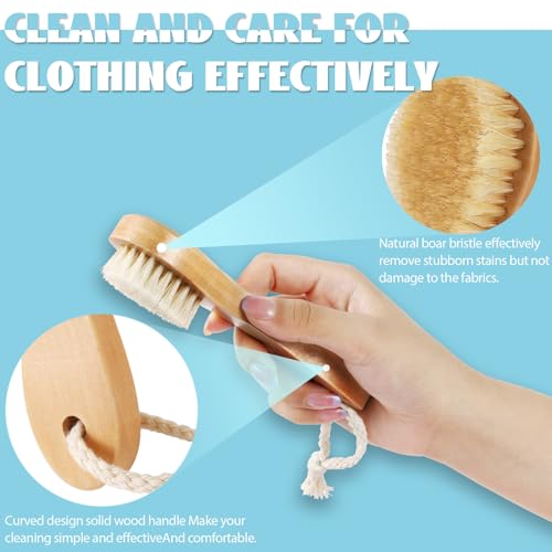3 Pcs Wood Laundry Stain Brush Stain Remover Brushes with Boar Bristle Small Stain Brush for Clothes for Scrubbing Stains from Furniture Fabric Leather(3 Pcs A) - style: 3 Pcs A