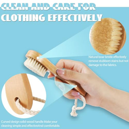3 Pcs Wood Laundry Stain Brush Stain Remover Brushes with Boar Bristle Small Stain Brush for Clothes for Scrubbing Stains from Furniture Fabric Leather(3 Pcs A) - style: 3 Pcs A