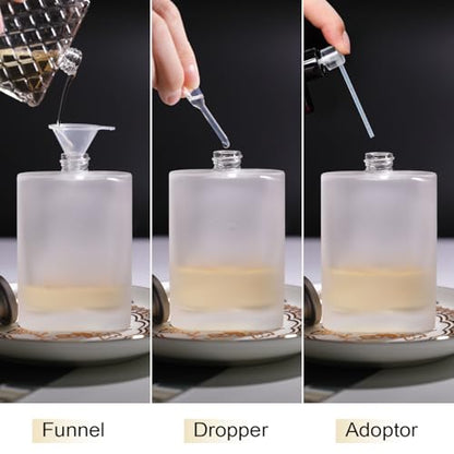100ml/3.4 Oz Frosted Glass Spray Bottle Perfume Atomizer,Refillable Perfume Spray Bottle Perfume Bottles Empty with 3 Kinds of Perfume Dispenser (Frosted Glass 100ml) - style: Frosted Glass 100ml