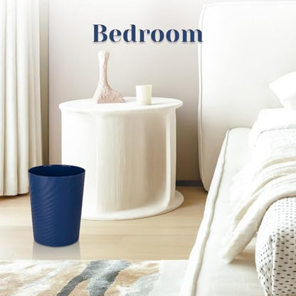 UUJOLY Bathroom Small Trash Can with Trash Bag Plastic Garbage Can Round Waste Basket for Bathrooms, Laundry Room, Kitchens, Offices, Kids Rooms, Dorms, 1.8 Gallons, 3 Pack (Blue Green Beige) - color: Navy Blue+Green+Beige