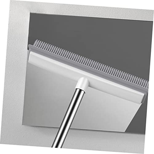SOLUSTRE Dual-Use Rubber Floor Brush Long Handle for PET Hair and Carpets Sturdy Plastic Carpet Rake for Household Use