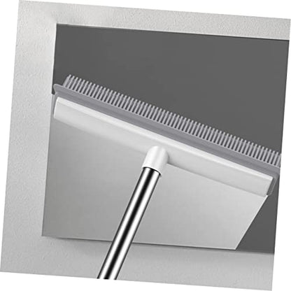 SOLUSTRE Dual-Use Rubber Floor Brush Long Handle for PET Hair and Carpets Sturdy Plastic Carpet Rake for Household Use