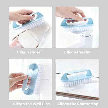 Brushes for Cleaning Brush with Handle for Shower, Kitchen, Sink, Bathroom, Floor-Blue
