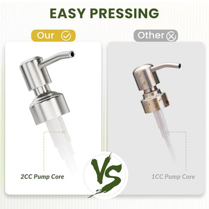 AmazerBath Soap Dispenser, 2 Pack Green Glass Soap Dispenser with Pump Stainless Steel, 14.2OZ Refillable Hand Soap Bottles Bathroom Kitchen - color: Green & Stainless Steel - 2 Pack