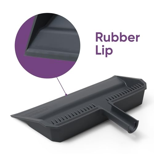 Superio 2-Pack Wide Plastic Dustpan with Comb - 16" Wide, Rubber Lip, Broom Handle Clip, Grey - color: Gray, size: 2 Pack