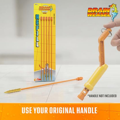 FlexiSnake Drain Weasel Refill - Sink Snake Hair Clog Remover Tool, Sink, Pipe, Bathroom, Bathtub Drain Cleaner, 18-inch Long Flexible Disposable Wands, Made in The USA, 5 Pack - style: 5 Pack