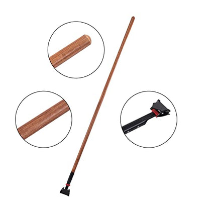 Matthew Cleaning Commercial Quick-Change Dust Mop Handle with Clip-on Metal Gripper for Heavy Duty Mop Head Replacement Holder, Lacquered Wood 60 inch 6packs-Natural - color: Hardwood