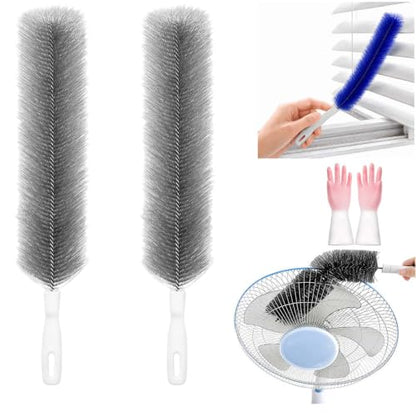 Bendable Microfiber Duster, Reusable Flexible Dust Remover Brush with Soft Fluffy Head, Washable Cleaning Tool for Fans, Blinds, Vents, Window Tracks, Furniture, and Car Interior (2, Gray) - color: Gray