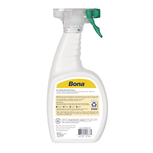 Bona Multi-Surface Floor Cleaner Spray - 32 fl oz - Lemon Mint Scent - Refillable - Residue-Free Floor Cleaning Solution for Stone, Tile, Laminate, and Vinyl Floors - size: 32 Fl Oz (Pack of 1)