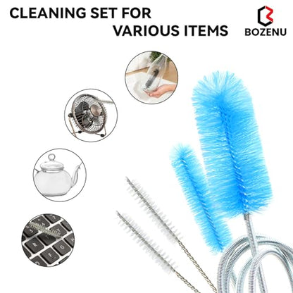 Flexible Drain Brush, 66 Inch Long Double Ended Hose Pipe and 58 Inch Tube Cleaning Brush and 2 Pack 8 Inch Straw Cleaner Brush - color: Blue