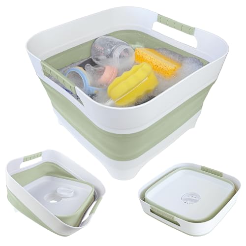GIMWA Wash Basin for Baby Bottles, Versatile Wash Tub for Kitchen, RV, Outdoor Camping Sink, Sturdy Bottle Tub Easy to Clean (Green) - color: Green