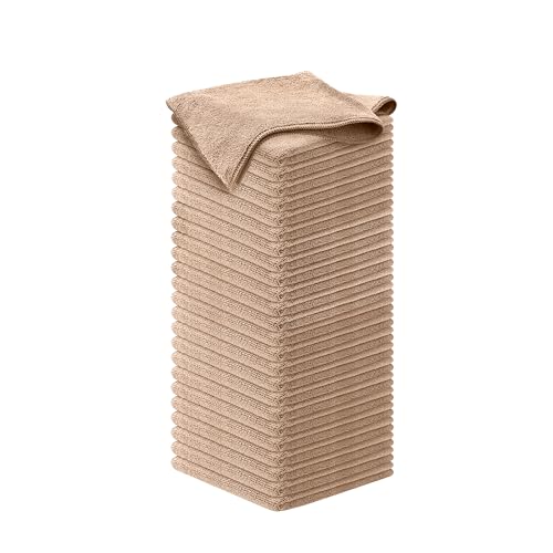 USANOOKS Microfiber Cleaning Cloth - Beige - 50Pcs (12.5x12.5 inch) High Performance - 1200 Washes, Ultra Absorbent Car Towel Traps Grime & Liquid for Streak-Free Mirror Shine - car Washing Cloth - color: Beige, size: Pack of 50