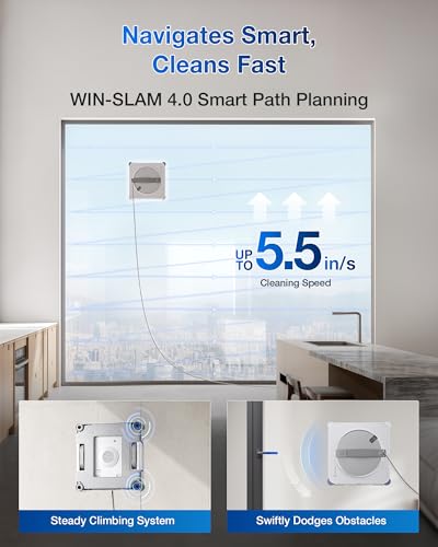 ECOVACS WINBOT W2 PRO Window Cleaning Robot, 3 Nozzles Water Sprayer, 10-Level Protection, Win-SLAM 4.0 Path Planning, Steady-Climbing, Edge Detection, App Control - color: White1