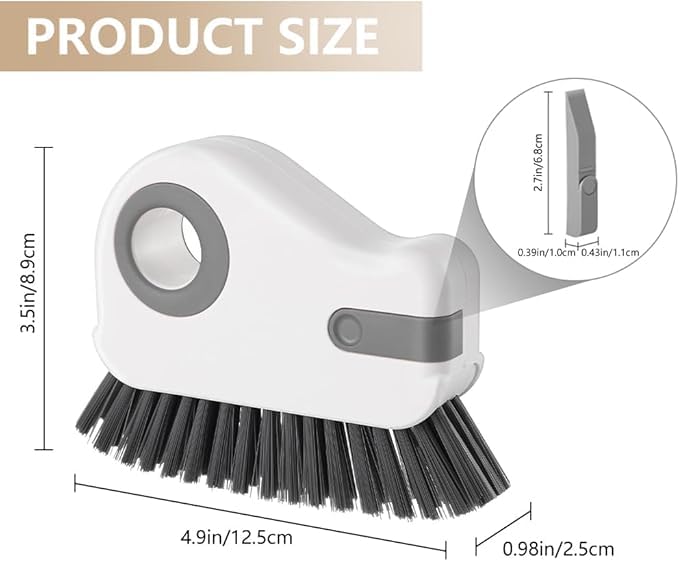 2 in 1 Groove Cleaning Brush Window Track Cleaning Tools, 2026 New Multifunction Hard Bristle Crevice Cleaning Brush with Hidden Scraperfor Sliding Door Track, Window Sill, Shutter Door (Gray) - color: Gray