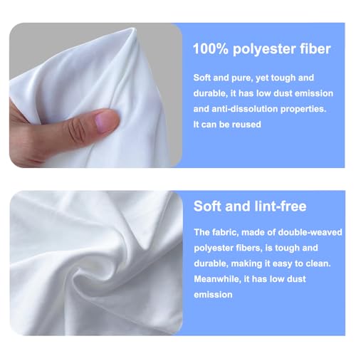 Industrial Cleanroom Cloth Wipes 6"x6" (Bag of 200 Pcs) Double Knit 100% Polyester Wipers Lint Free Cloths with Ultra-fine Filaments, Class 100 Cloths, Ultra-Soft Wipes CP14009