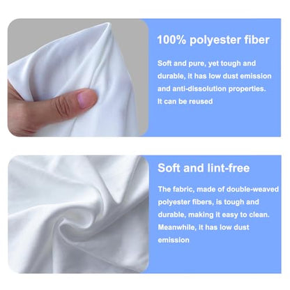 Industrial Cleanroom Cloth Wipes 6"x6" (Bag of 200 Pcs) Double Knit 100% Polyester Wipers Lint Free Cloths with Ultra-fine Filaments, Class 100 Cloths, Ultra-Soft Wipes CP14009