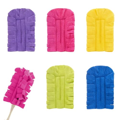 Reusable Dusters for Cleaning, 360° Electrostatic Duster Refills, Washable & Reusable Microfiber Pads Fleece Duster Refill Compatible Tools for Home, Blinds, Car, Pet, Furniture, Fans (5)