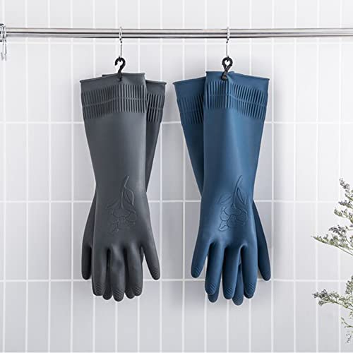 HOMSSEM Dishwashing Gloves with Hanging Hooks 2Pairs of Dish Gloves Latex Navy, Gray Rubber Gloves for Cleaning - color: Gray Medium_2pairs