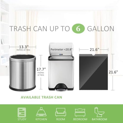 6 Gallon Small 120 Counts Strong Drawstring Trash Bags Garbage Bags by Teivio, Bathroom Trash Can Bin Liners, Plastic Bags for home office kitchen, Black - style: 120-6 Gallon-Black