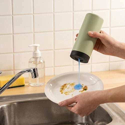 Dish Soap Dispenser for Kitchen, Silicone Squeeze Bottle for Dish Detergent (Green) - color: Green