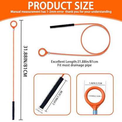 Drain Clog Remover,5 Pack 31.88inch Drain Snake Hair Removal Tool,Shower Sink Unclogger Tool,Hair Catcher Auger Cleaner Tool for Toilet,Kitchen Sink,Bathroom Tub,Floor Drains,Sewer,Pipe Drains Opener