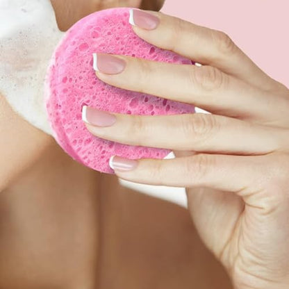 AKOAK 5 Pcs Round Makeup Sponge Wood Pulp Sponge Makeup Remover Facial Cleansing Sponge Skin Care Tool (Pink) - color: Pink