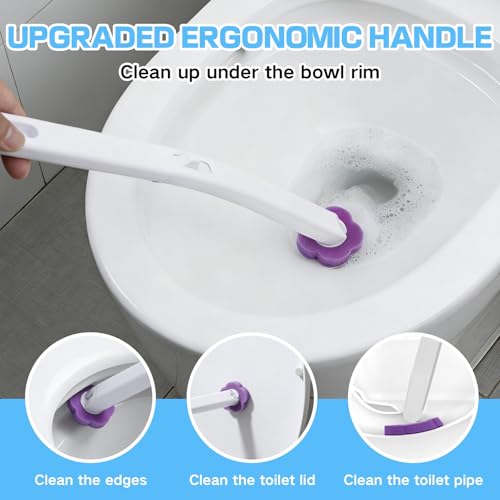 39 Pcs Toilet Deep Cleaning Set - Wall-Mounted Disposable Toilet Bowl Cleaner Wand with 18 Toilet Brush Refill Heads, 10 Pcs Crevice Cleaning Brushes, 10 Pcs Nitrile Gloves & 1 Pc Toilet Seat Lifter - size: 1 set