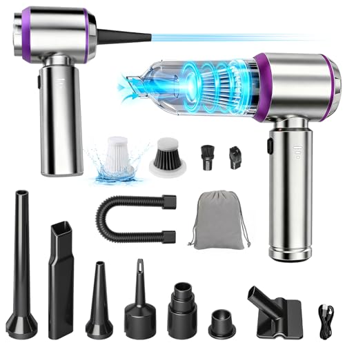 Cordless Handheld Car Vacuum, 22000PA Strong Suction Mini Vacuum, 100000 RPM Brushless Motor, 4-in-1 Portable Vacuum for Car Detailing, Pet Hair, Home, Office, Sofa, Carpet, Stairs, Couch - color: Silver Purple