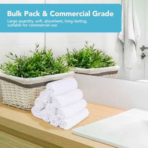 Orighty Washcloths Bulk, 200 Pack Highly Absorbent & Soft Feel Microfiber Face Towels, Multi-Purpose Wash Cloths & Hand Towels for Bathroom, Hotel, Spa, and Gym, 12x12 Inch, White - color: White