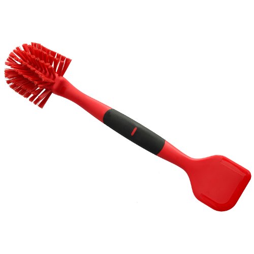Norpro 1088R Scrub Brush/Scraper, Red, 13-inch - color: Red