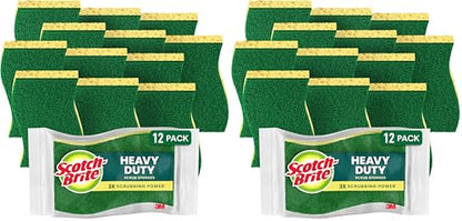 Scotch-Brite Heavy Duty Scrub Sponges, for Washing Dishes and Cleaning Kitchen, 12 Scrub Sponges (Pack of 2) - size: 12 Scrub Sponges (Pack of 2)
